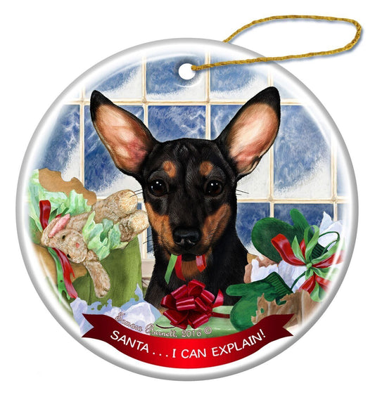 Black and Tan Chiweenie Porcelain Ornament Pet Gift Santa I Can Explain!