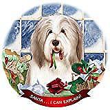 Bearded Collie Lt Liver/White Dog Porcelain Ornament Santa I Can Explain!