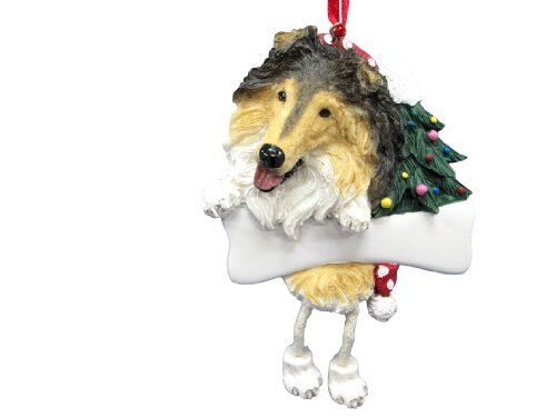Collie Ornament with Unique "Dangling Legs" Hand Painted and Easily Personalized