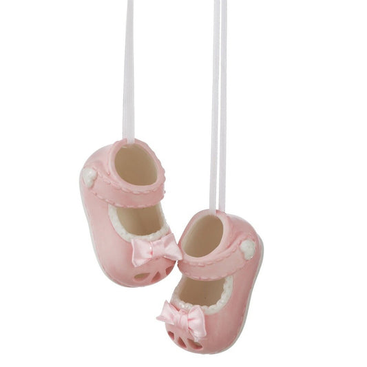 Ganz Baby Girl Pink Shoes Ornament, DIY Personalizable, 2 1/2" W, Set of 2 Shoes