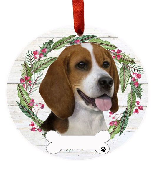 Beagle Ornament - E&S Pets, DIY Personalizable, Ceramic Round Ornament