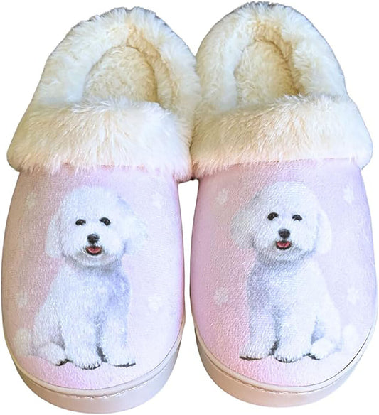 E&S Pets Bichon Frise Snugg Slippers for Pet Lovers -  Memory Foam, L/XL
