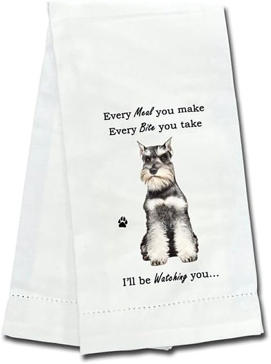 E&S Pets 711-34 Schnauzer, Cropped Dog Kitchen Towel, Off-white
