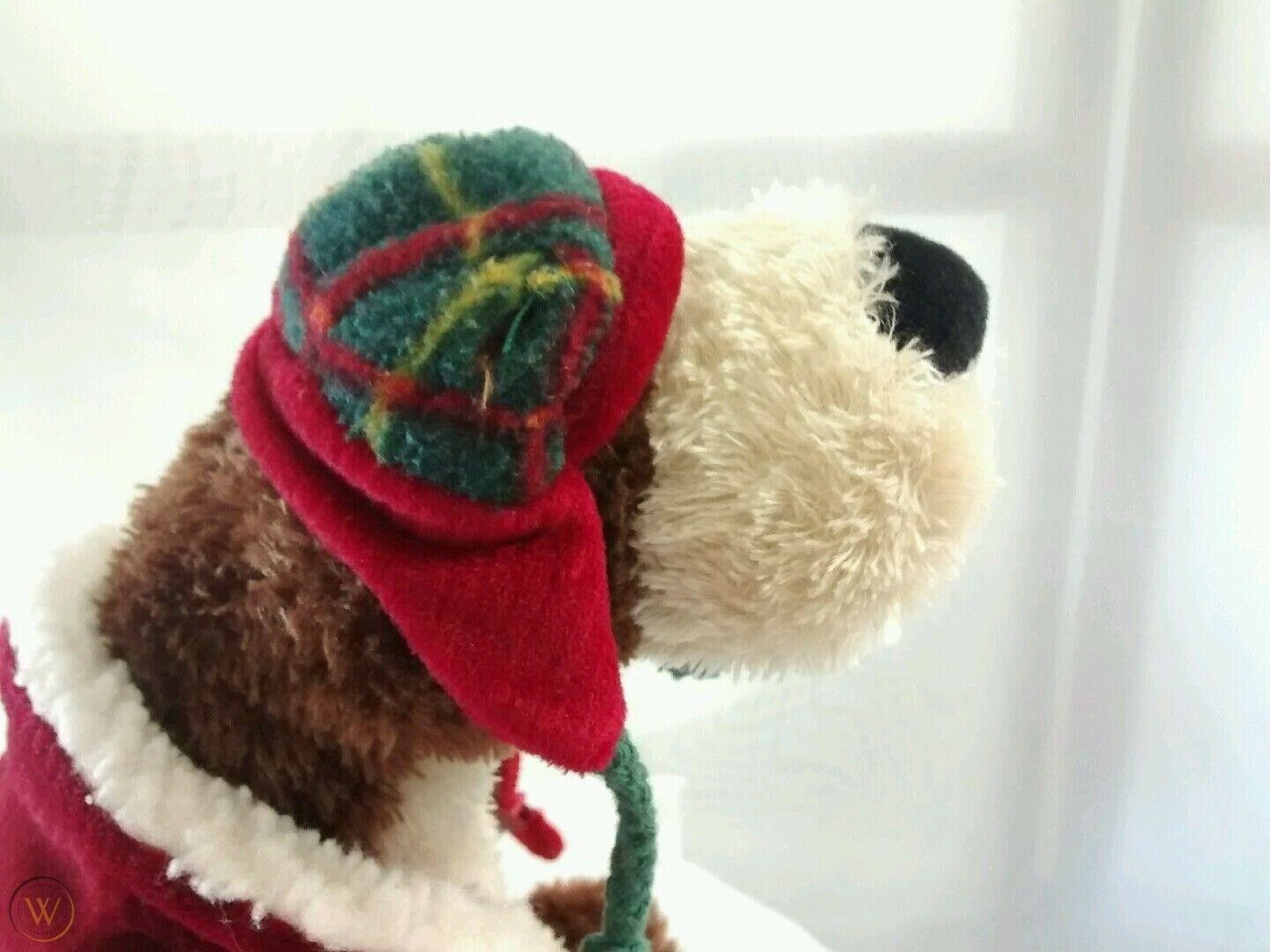 Gund Plush Bear Cozy Holiday Living Goober Jr Corduroy Jacket Plaid Hat 11”