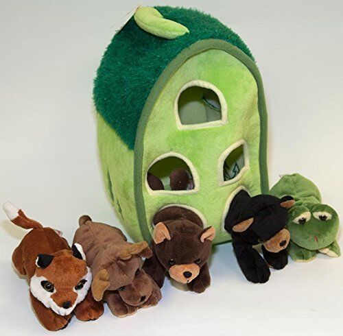 Forest Animal House with 5 Animals( 2 Bears, Moose, Frog, Fox)