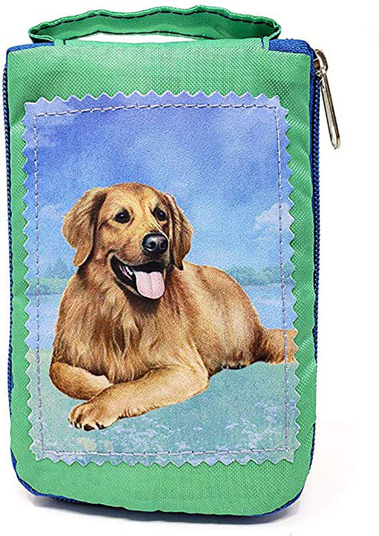 Golden Retriever Lying Foldable Tote Bag - Waterproof - Zipper Market Tote