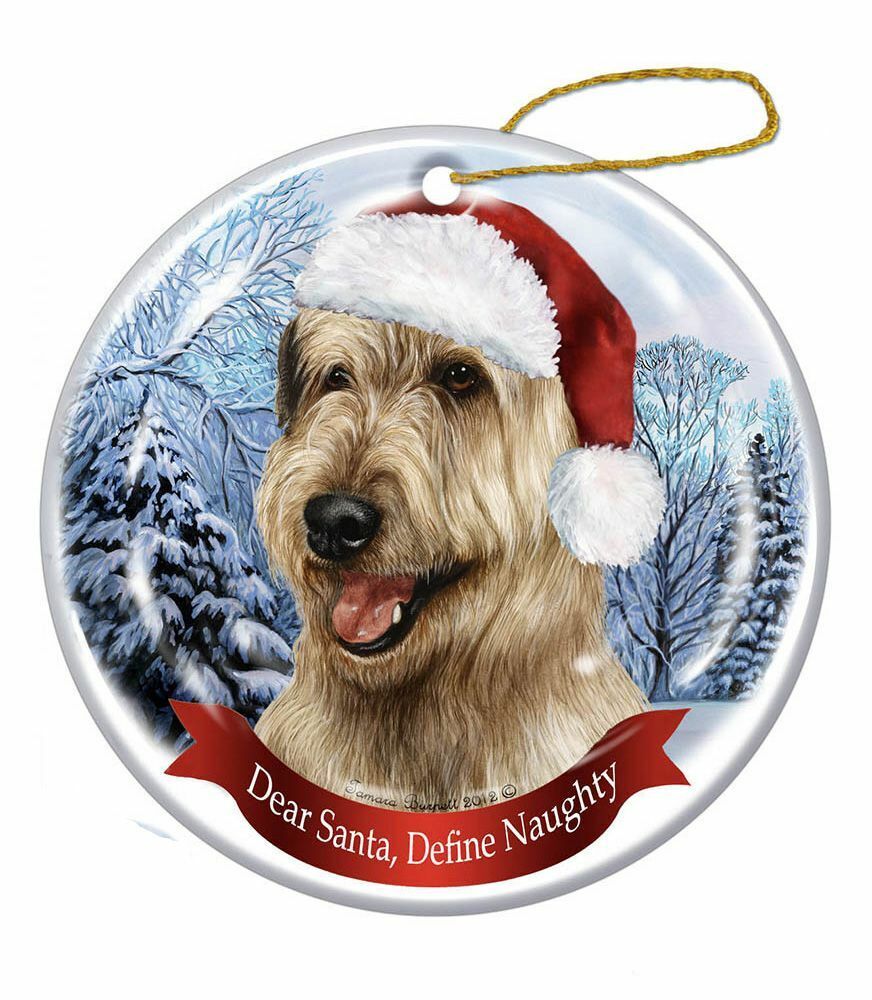 Holiday Pet Gifts Irish Wolfhound, Wheaten Santa Hat Dog Porcelain Ornament