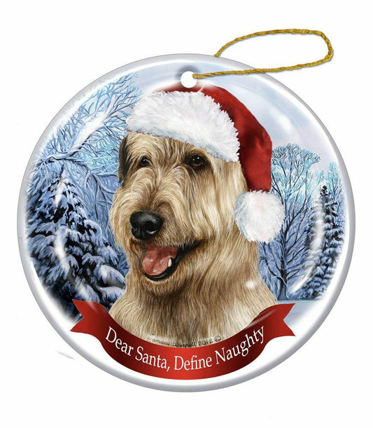 Holiday Pet Gifts Irish Wolfhound, Wheaten Santa Hat Dog Porcelain Ornament