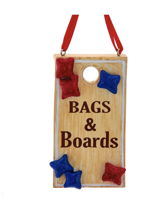 Kurt Adler "Bags and Boards" Cornhole Ornament, 3.5"