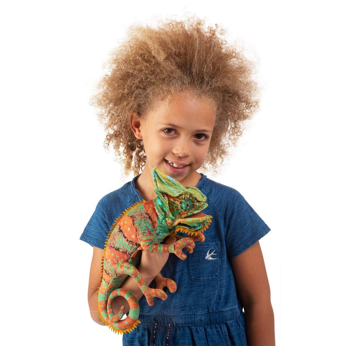 Folkmanis Small Chameleon Finger Puppet, 12"