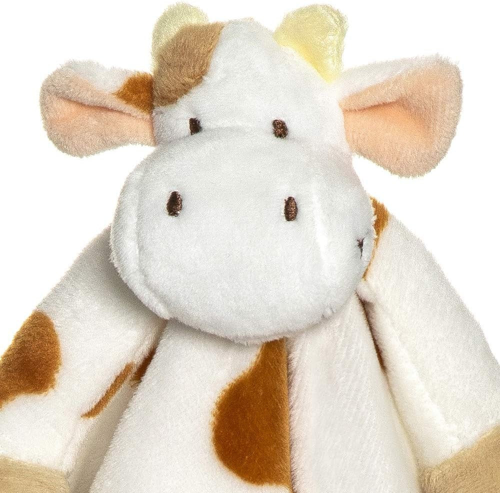 Teddykompaniet Diinglisar Brown & White Cow Plush Fleece Baby Blanket, 13"