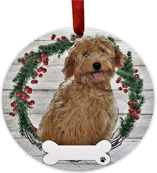 Rusty Goldendoodle Ornament - E&S Pets, Personalizable, Ceramic Round Ornament