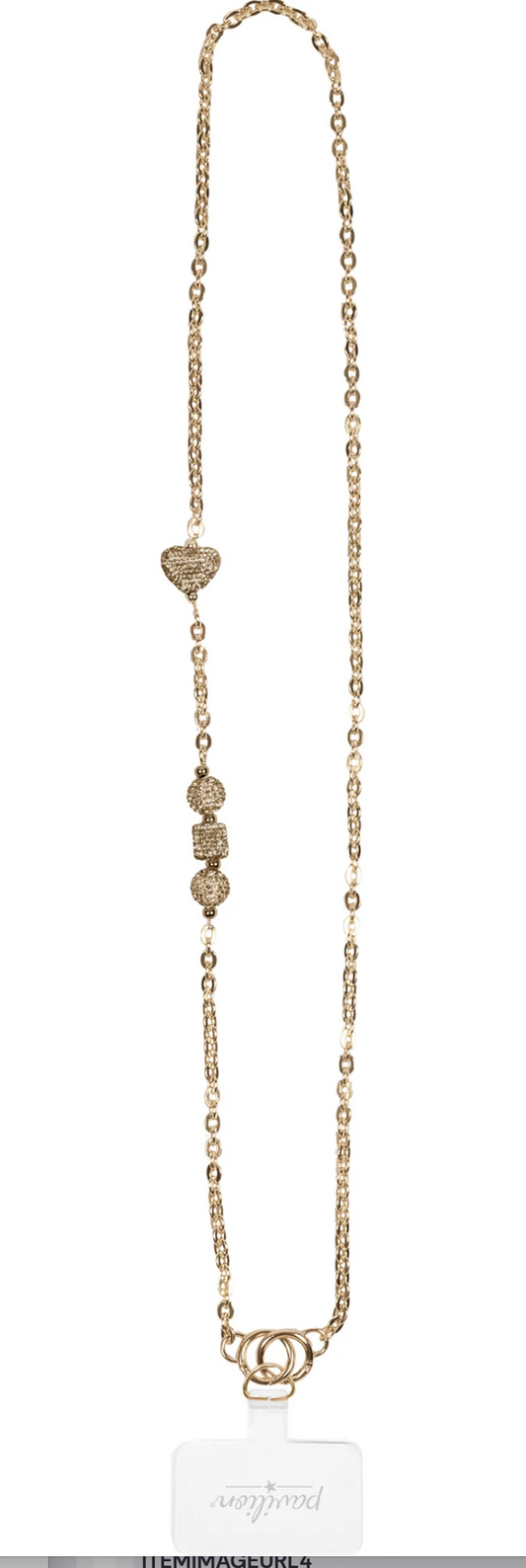 Gold Crystal Crossbody Beaded Gold Phone Chain, 56"