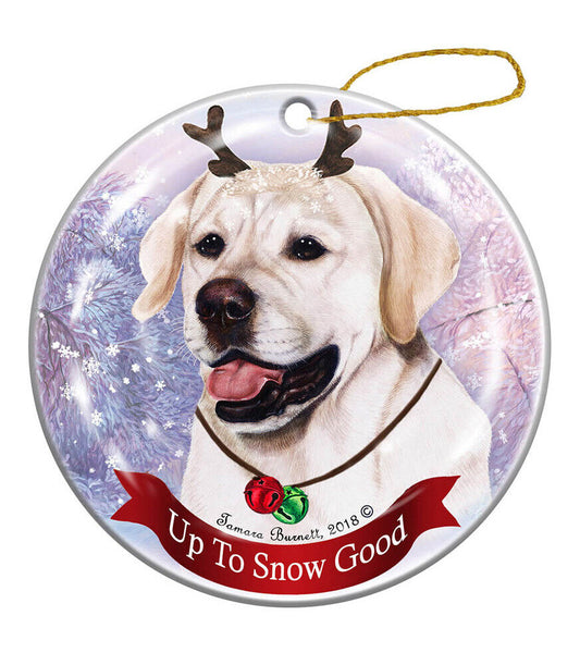 Holiday Pet Gifts English White Lab Dog Porcelain Christmas Ornament