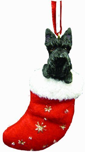 Scottish Terrier Stocking Ornament with "Santa's Little Pals" Hand Painted