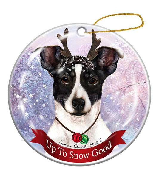 Holiday Pet Gifts Rat Terrier Black/White Tipped Dog Porcelain Christmas