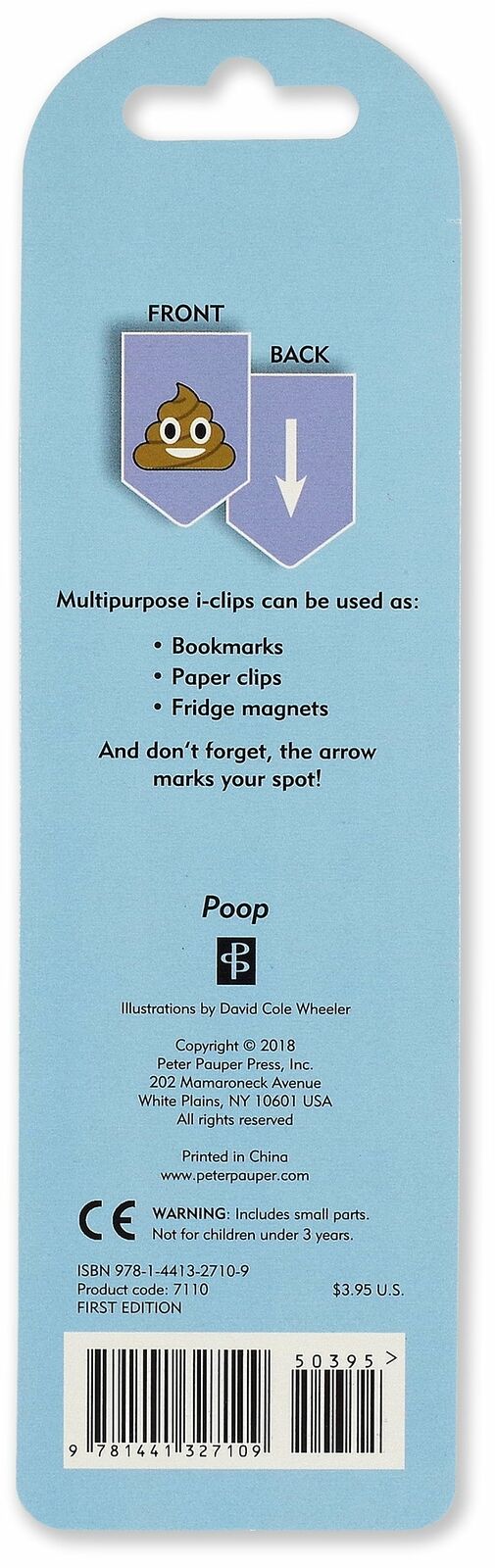 Poop Emoji i-clips Magnetic Page Markers (Set of 8 Magnetic Bookmarks)