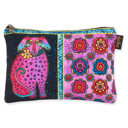 Laurel Burch Classic Dogs Cosmetic Bag (black/pink flowers B), Ellie Dog