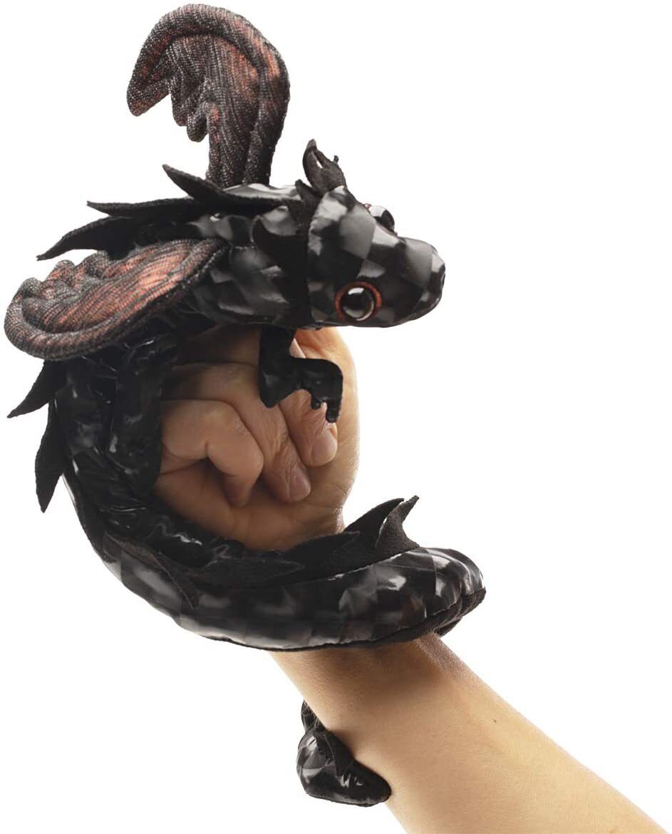 Folkmanis Midnight Dragon Wristlet Finger Puppet, 12"