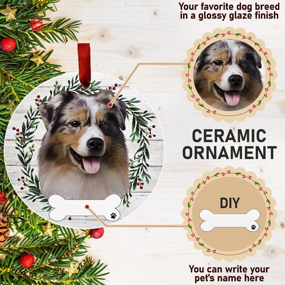 Australian Shepherd Ornament - E&S Pets, DIY Personalizable, Ceramic Round