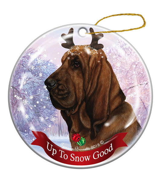 Holiday Pet Gifts Bloodhound Reindeer Dog Porcelain Christmas Ornament