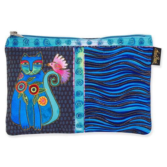 Laurel Burch Classic Felines Cosmetic Bag (black/blue stripes F)