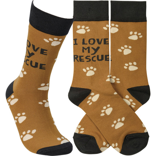 Primitives By Kathy Socks - I Love My Rescue Cat Dog