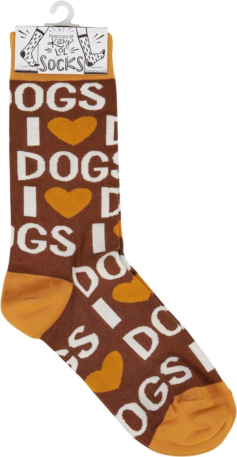 Primitives by Kathy - Fun Fact I Love Dogs Socks, One Size, Unisex
