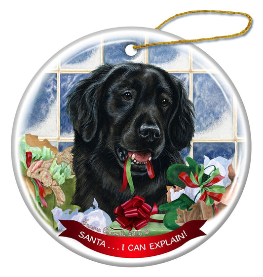 Flat Coated Retriever Dog Porcelain Ornament Pet Gift Santa I Can Explain!