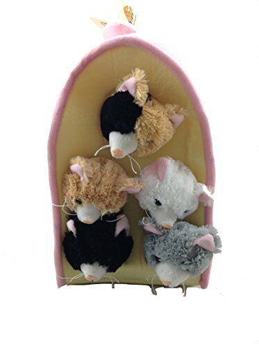 Plush Cat House with Cats - Five Cats in Kitten House Carrying Case