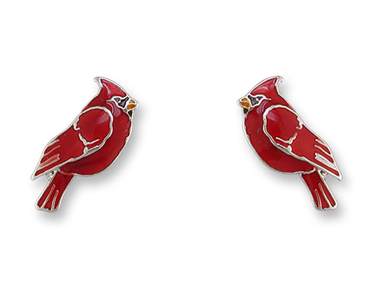 Marilyn Grame Silver Plated Red Cardinal Post Earrings