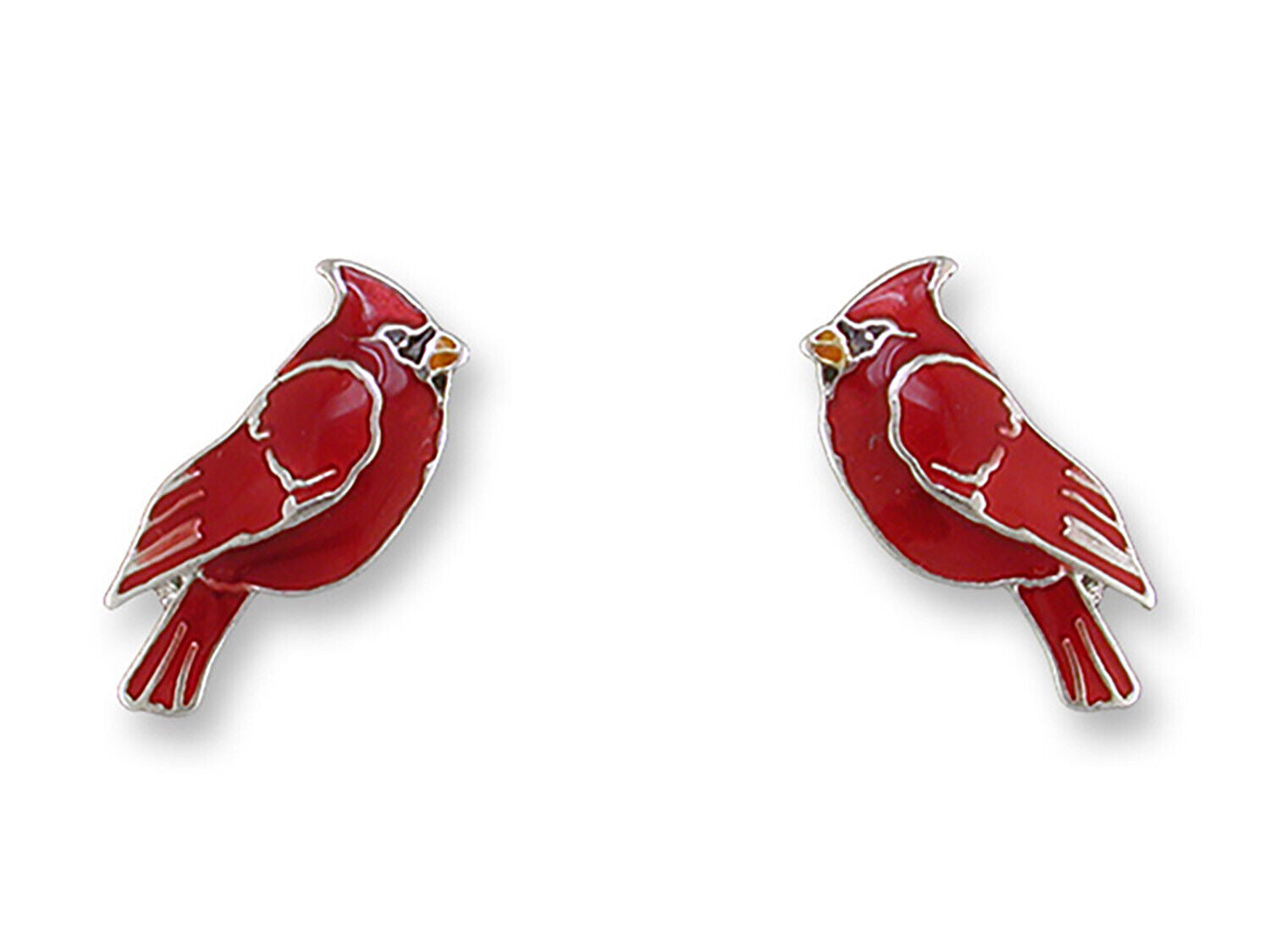 Marilyn Grame Silver Plated Red Cardinal Post Earrings
