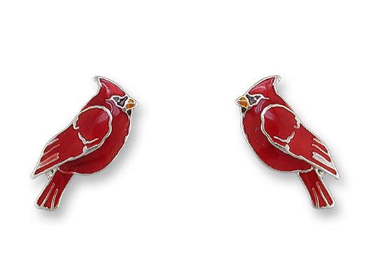 Marilyn Grame Silver Plated Red Cardinal Post Earrings