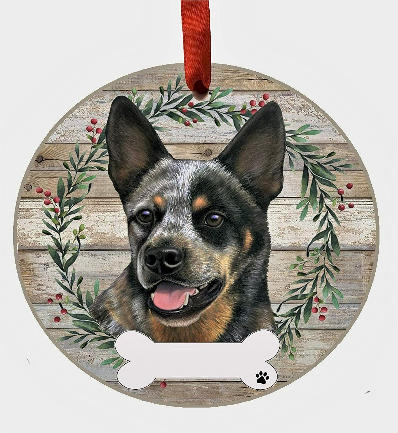 E&S Pets Australian Cattle Dog Ornament Personalizable, Ceramic Round Ornament