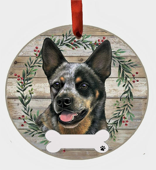 E&S Pets Australian Cattle Dog Ornament Personalizable, Ceramic Round Ornament