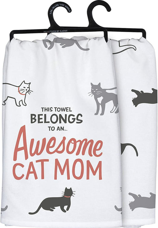Primitives by Kathy Dish Towel - This Towel Belongs to an Awesome Cat Mom, 28"