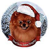 Holiday Pet Gifts Red Pomeranian Santa Hat Dog Porcelain Ornament