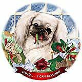 Pekingese White Dog Porcelain Ornament Pet Gift 'Santa. I Can Explain!'