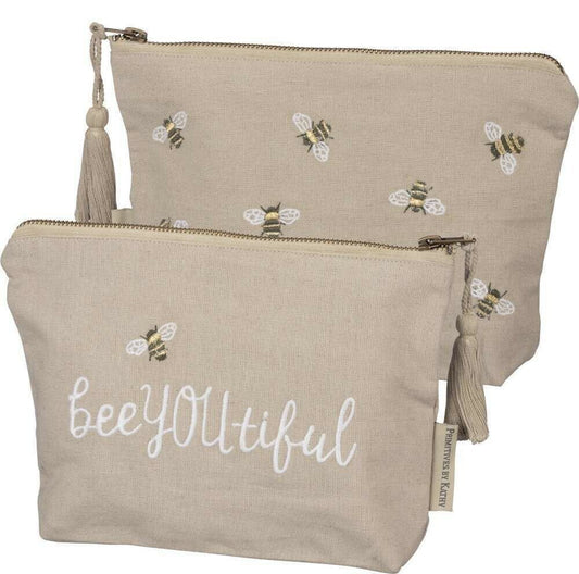 Primitives by Kathy 100193 Embroidered Zipper Pouch Small Bee You Tiful