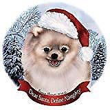 Holiday Pet Gifts Silver Pomeranian Santa Hat Dog Porcelain Ornament
