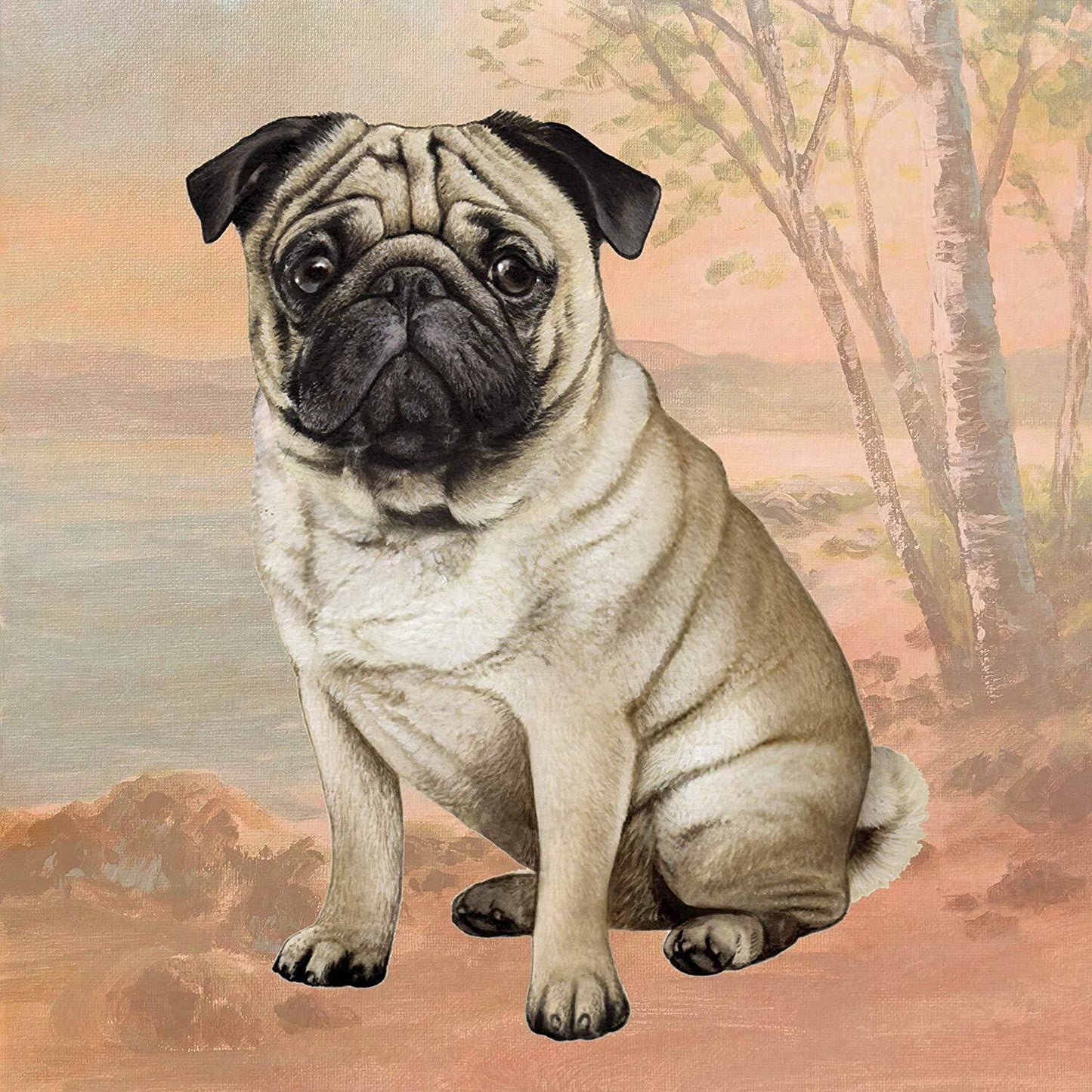 Pug (Tan Sitting) Tabletop Drink Coaster (1)