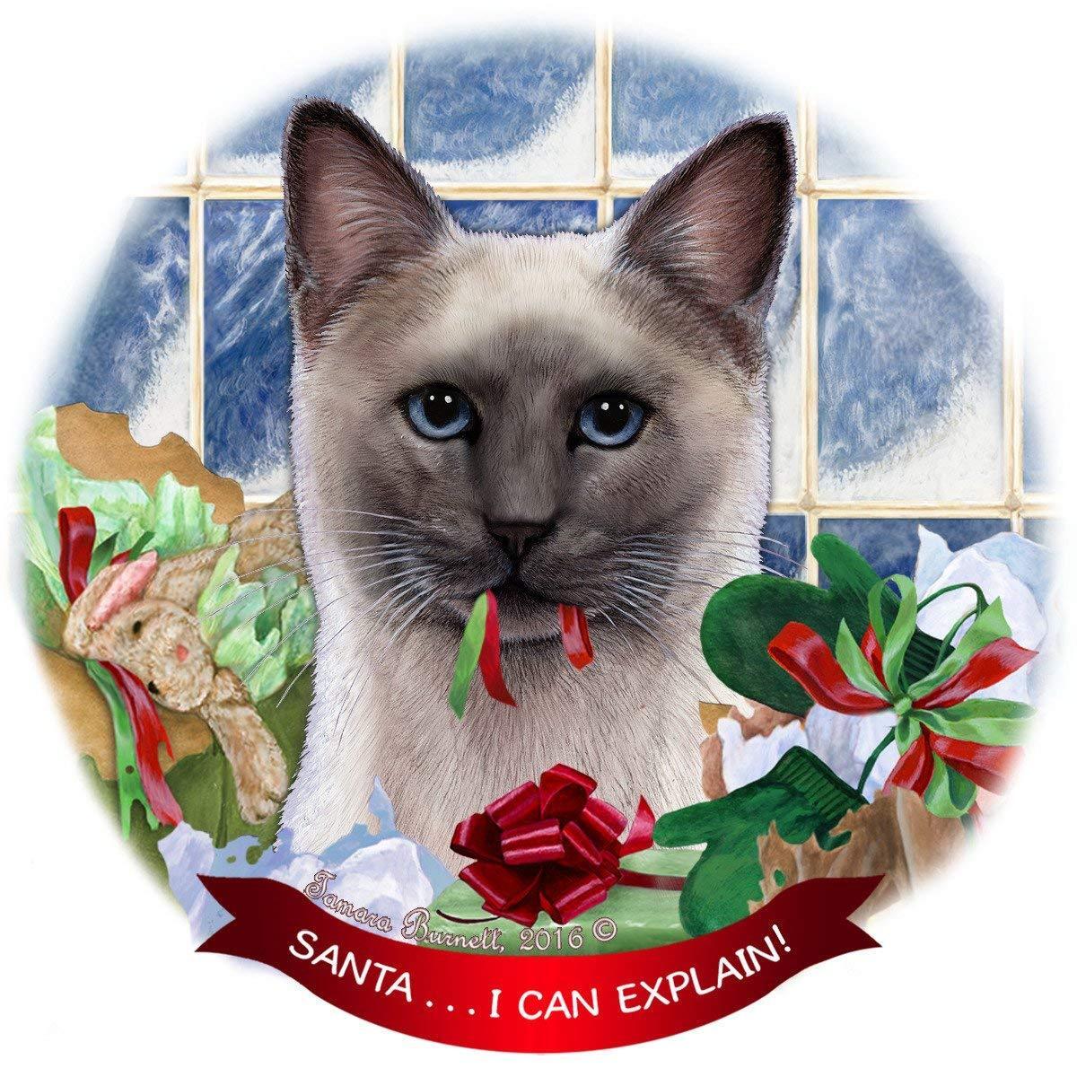 Siamese Blue Point Cat Porcelain Ornament Pet Gift 'Santa.. I Can Explain!