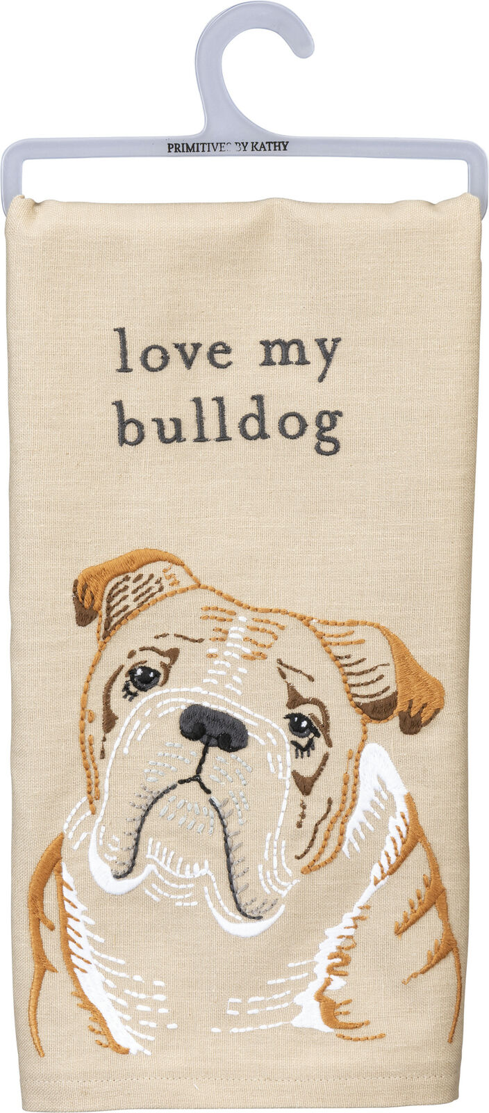 Primitives by Kathy Love My Bulldog Dish Towel, 26"