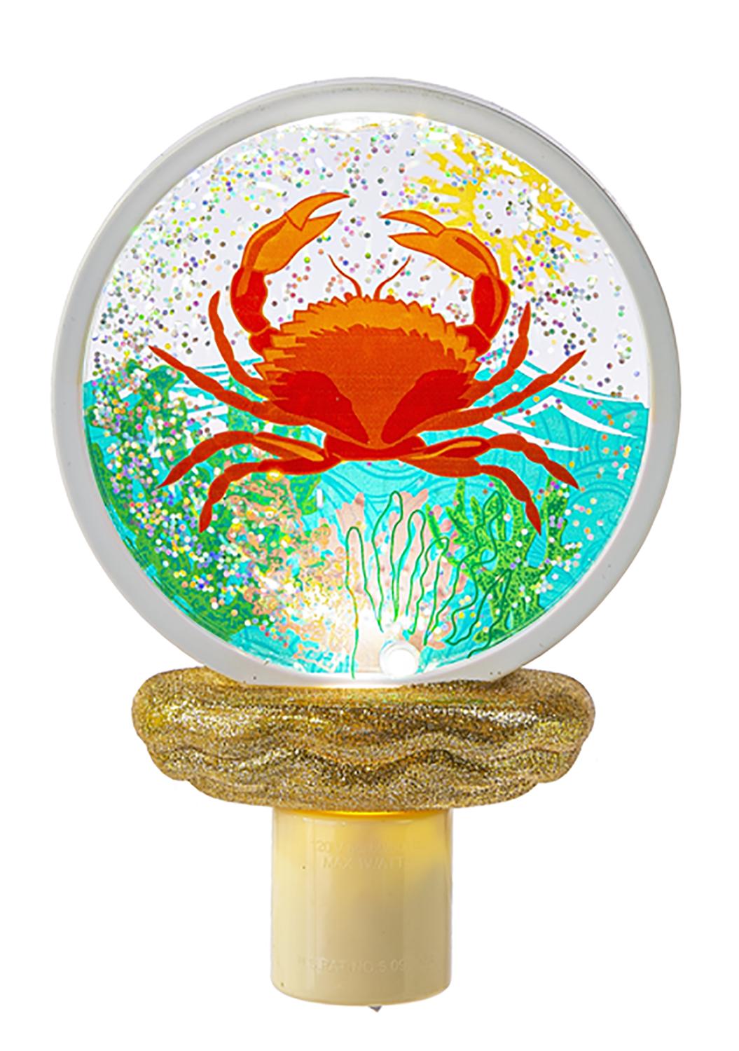 Ganz ME178416 Crab LED Shimmer Disk Night Light, 6.25-inch Height