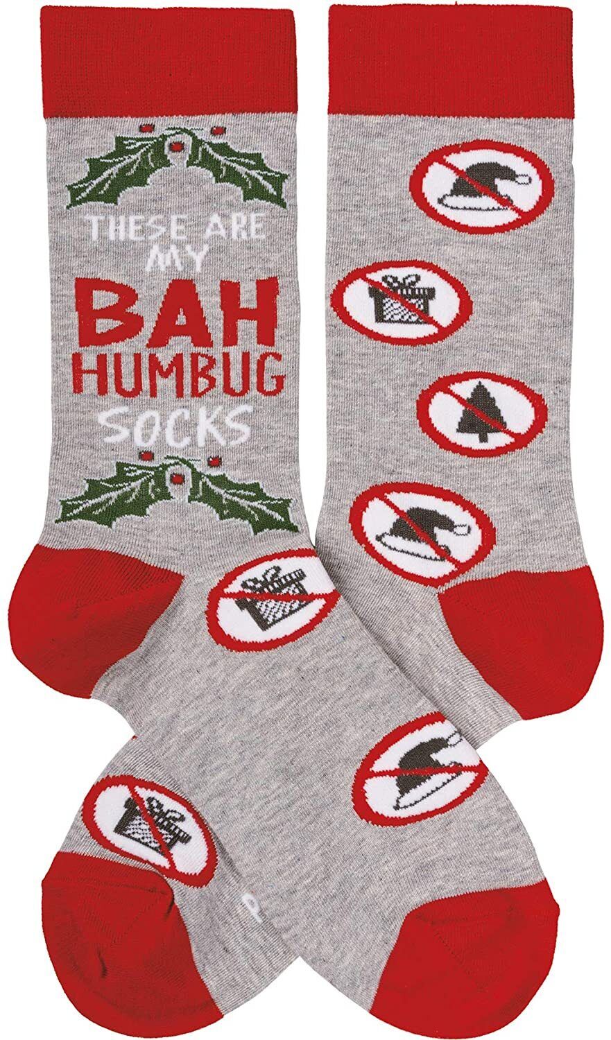 Primitives by Kathy 109634 Bah Humbug Socks, One Size, Cotton, Nylon, Spandex