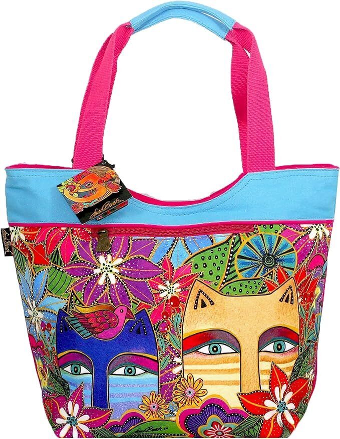 Laurel Burch Eva Cats Large Scoop Tote Bag, 20 x 6 x 15"