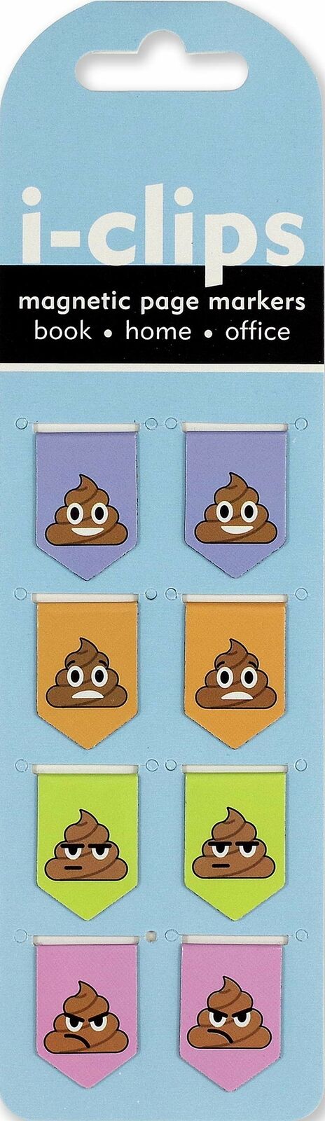 Poop Emoji i-clips Magnetic Page Markers (Set of 8 Magnetic Bookmarks)