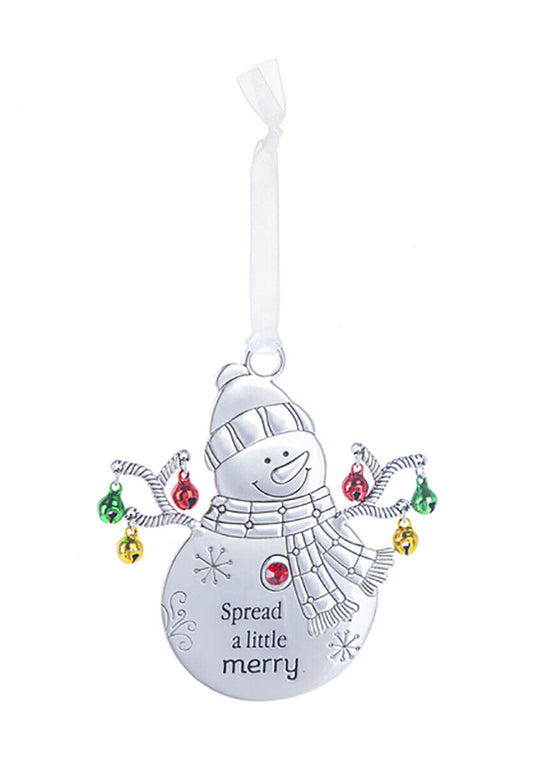 Ganz Snowman with Bells Ornament - Spread a little merry
