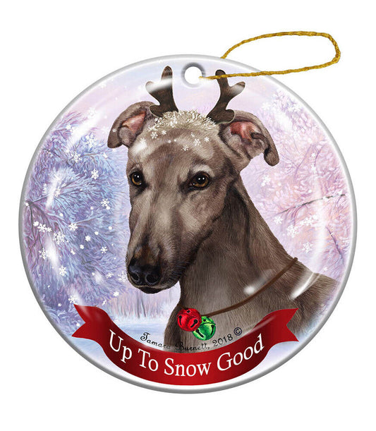 Holiday Pet Gifts Greyhound Grey Dog Porcelain Christmas Ornament