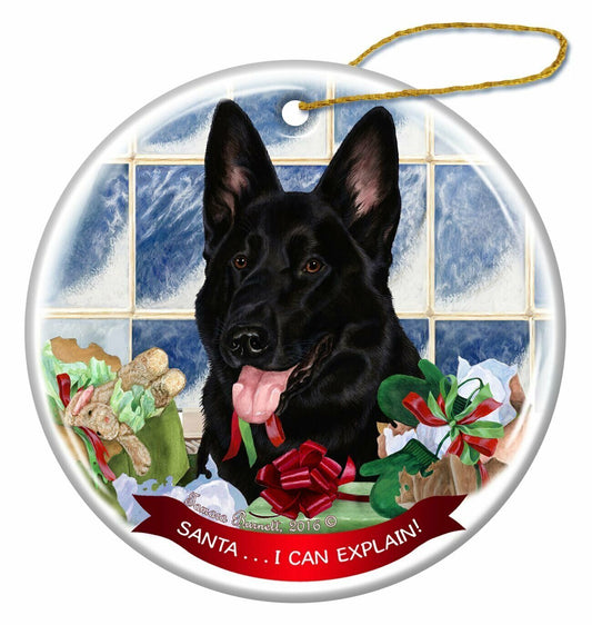 Black German Shepherd Dog Porcelain Ornament Pet Gift Santa I Can Explain!